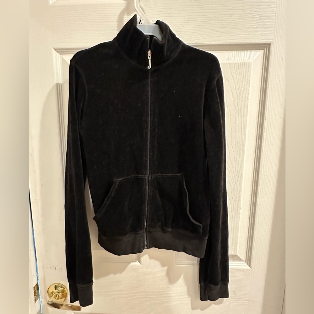 Juicy Couture Black Velour Track Jacket & Pants set